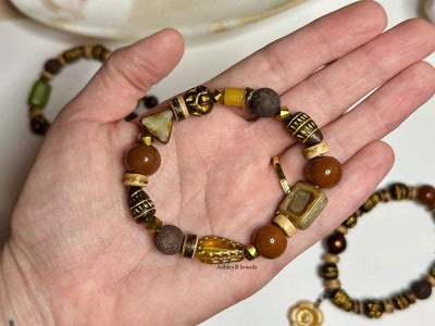 Boho Mix Bracelet | Amazonite | Wood Beads | Shell Beads | Clay | Lava Stones | Fall Bracelet