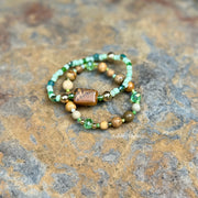 Picture Jasper Duo with Green Crystals