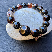 Brown Agate Boho Bracelet | Calming Bracelet | Bold Colors | Gold Spacers | Fall Bracelet