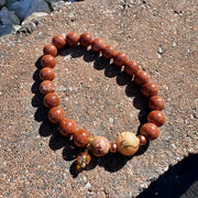 Glitter Goldstone Boho Bracelet | Stretch Bracelet | Red-Brown | Fall Bracelet