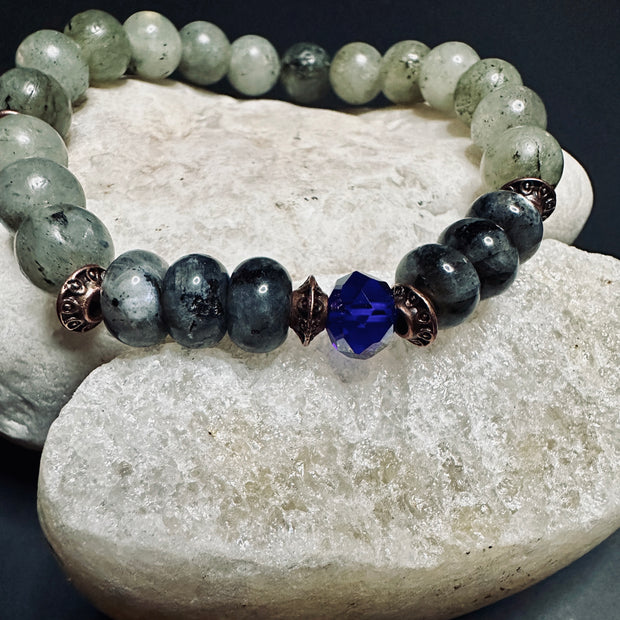 Labradorite Larvikite Star Bracelet | Elastic | Beaded Jewelry