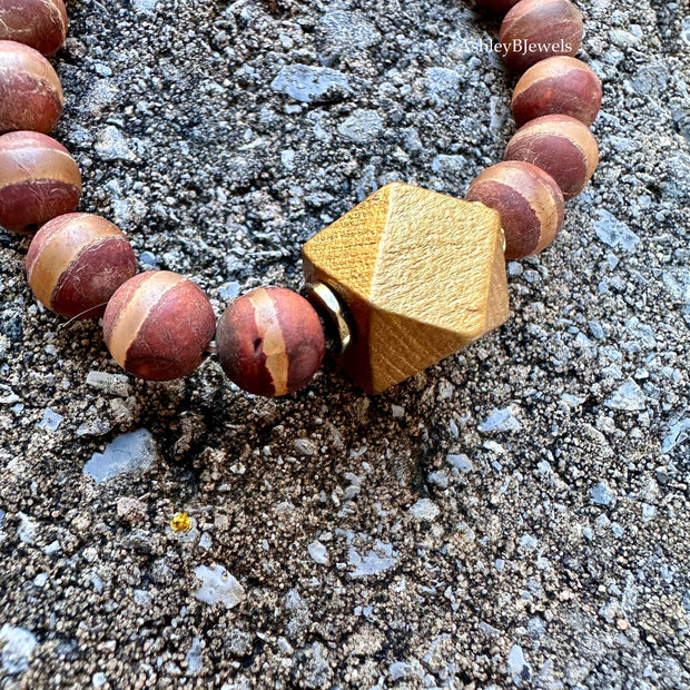 Ancient Agate Boho Stretch Bracelet | Stones of Protection | Tibetan Dzi | Matte Finish