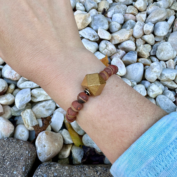 Ancient Agate Boho Stretch Bracelet | Stones of Protection | Tibetan Dzi | Matte Finish